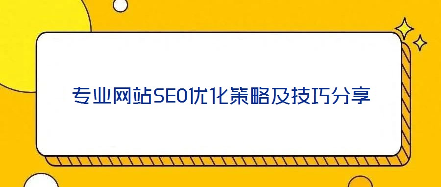 專業(yè)網(wǎng)站SEO優(yōu)化策略及技巧分享