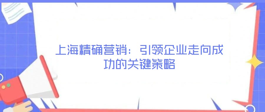 上海精確營銷:引領(lǐng)企業(yè)走向成功的關(guān)鍵策略
