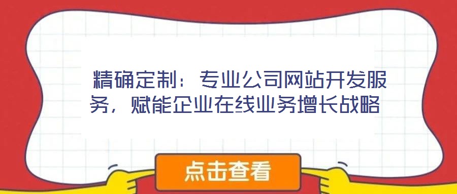 精確定制:專業公司網站開發服務,賦能企業在線業務增長戰略